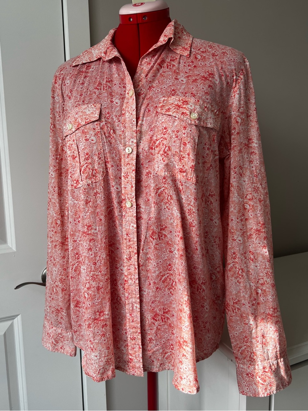 Ralph Lauren Pink and Red Floral Button-Front Shirt